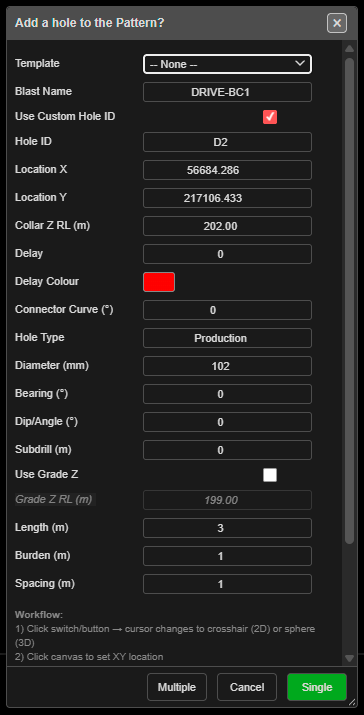 Add a hole to the Pattern? dialog