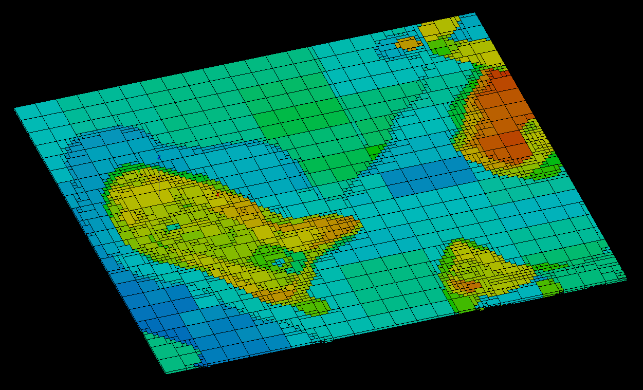 A 4 m bench slice of the same model, coloured by DENSITY