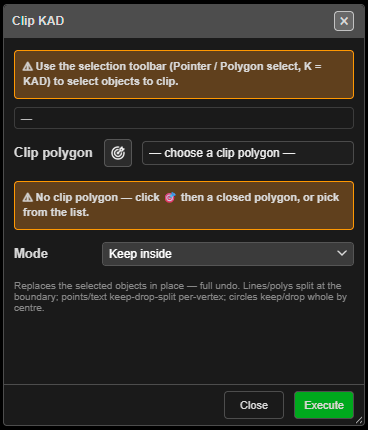 Clip KAD dialog