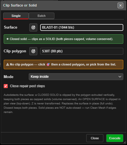 Clip Surface or Solid dialog