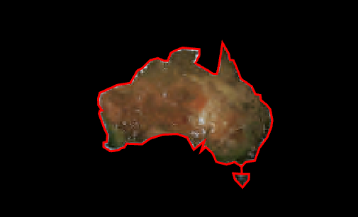 World image clipped to an outline of Australia
