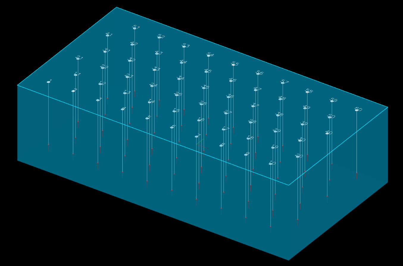 A polygon extruded 12 m down into a solid, seen in 3D