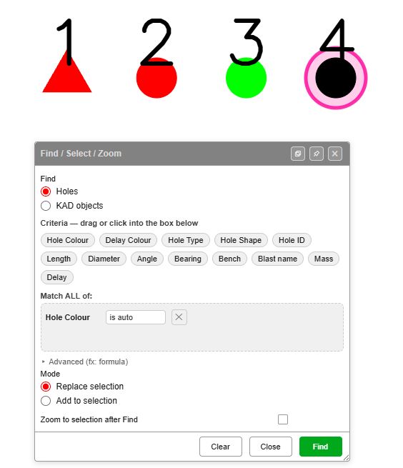 Find / Select / Zoom finding every hole left on auto colour
