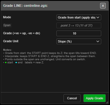 Grade LINE dialog