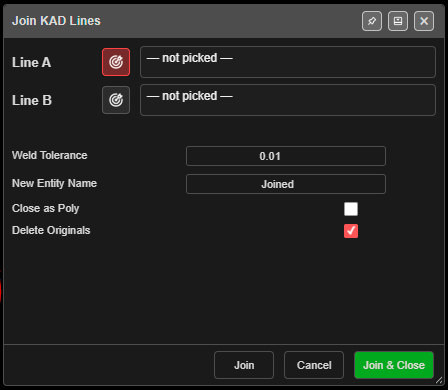 Join KAD Lines dialog