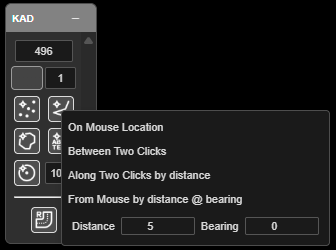 Placement modes menu on the Add KAD Line button