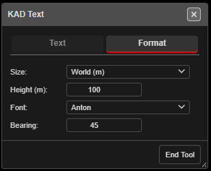 KAD Text — Format tab