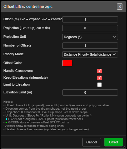 Offset dialog