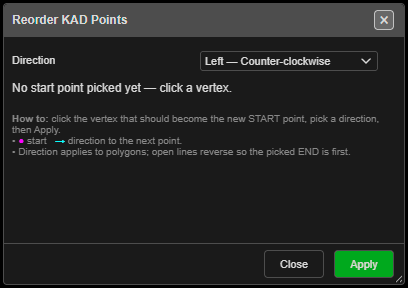 Reorder KAD Points palette