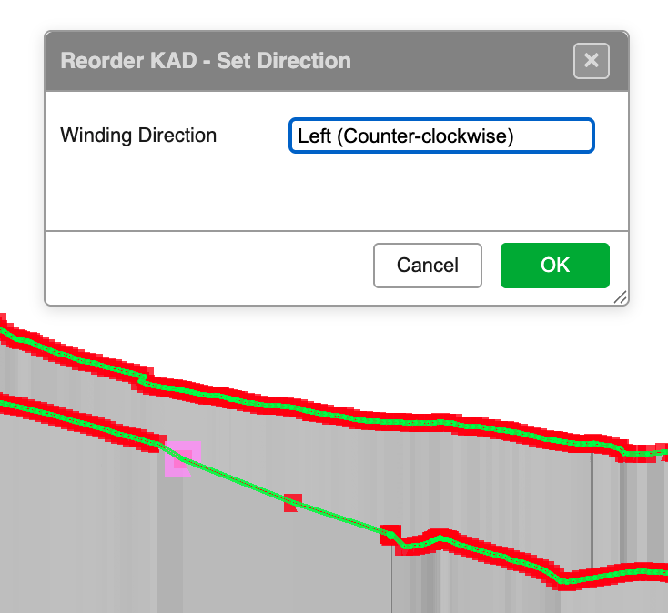 Reorder KAD - Set Direction dialog