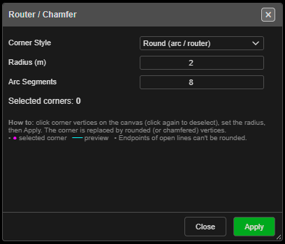 Router / Chamfer palette