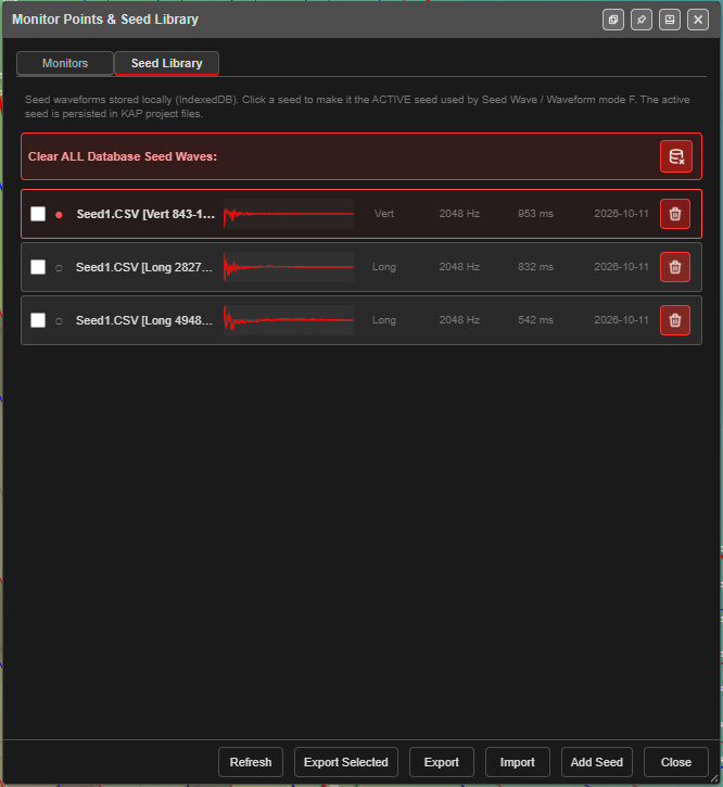 Seed Library tab
