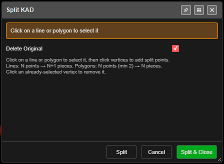 Split KAD dialog