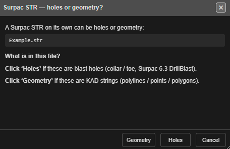 Surpac STR — holes or geometry?