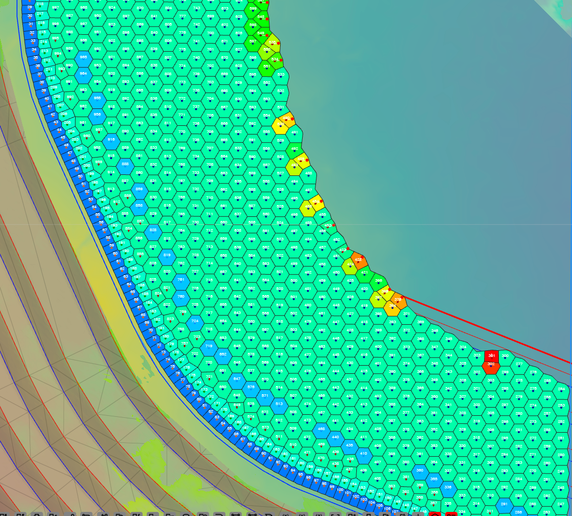 Voronoi cells coloured by PF - Designed