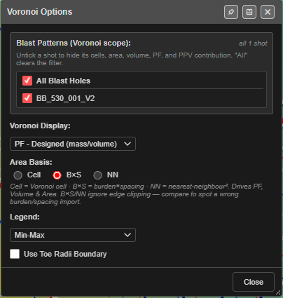 Voronoi Options dialog