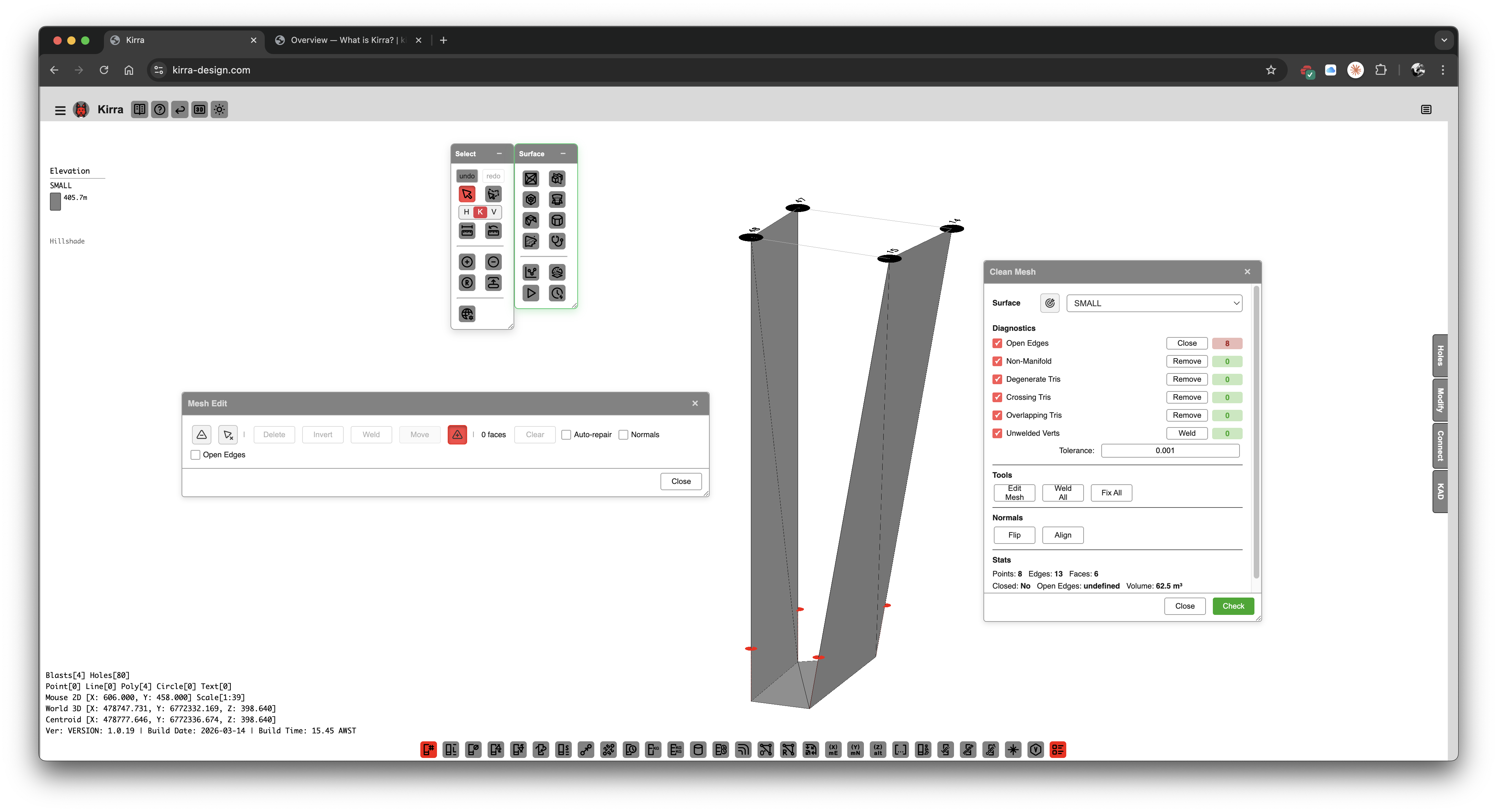 Building triangulations for boolean operation