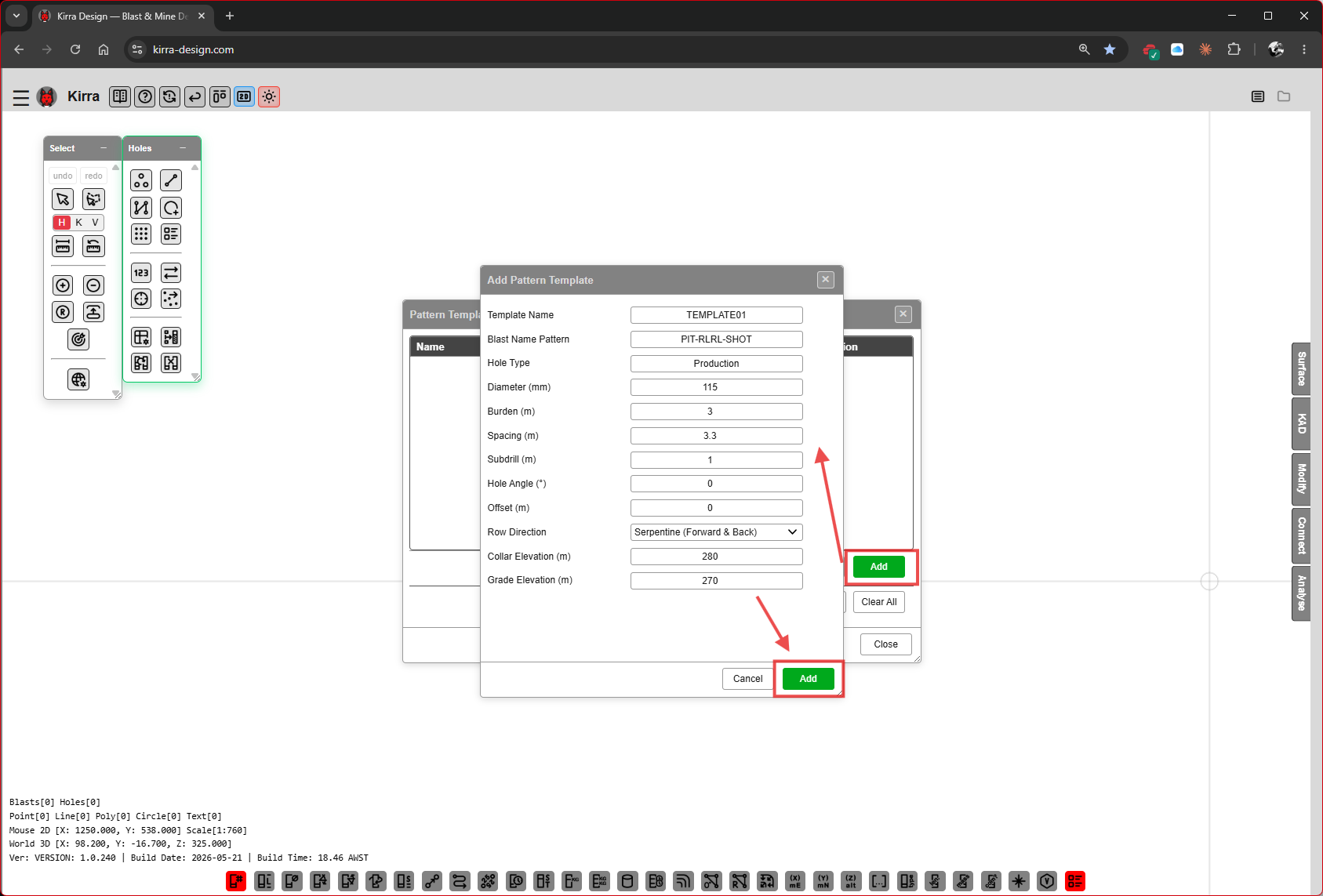 Step 2 — Add Pattern Template dialog