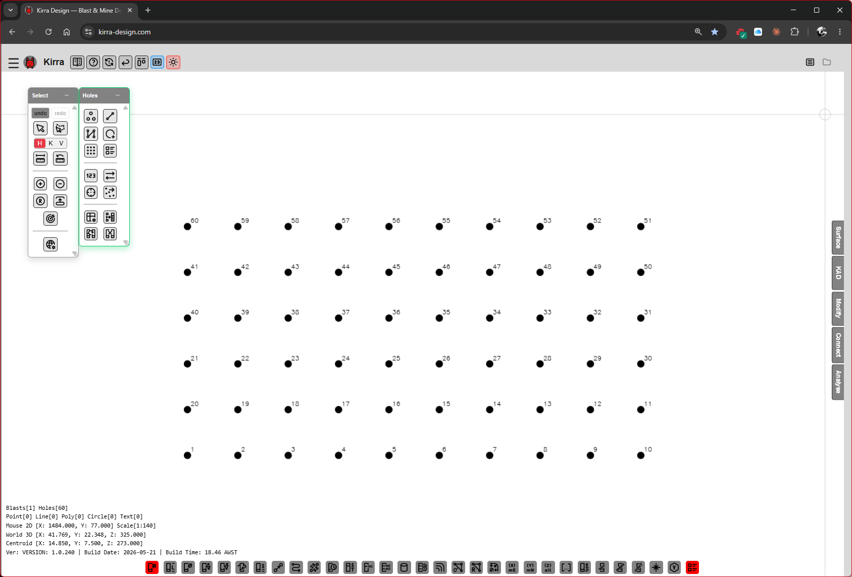 Step 4A — Block of holes placed