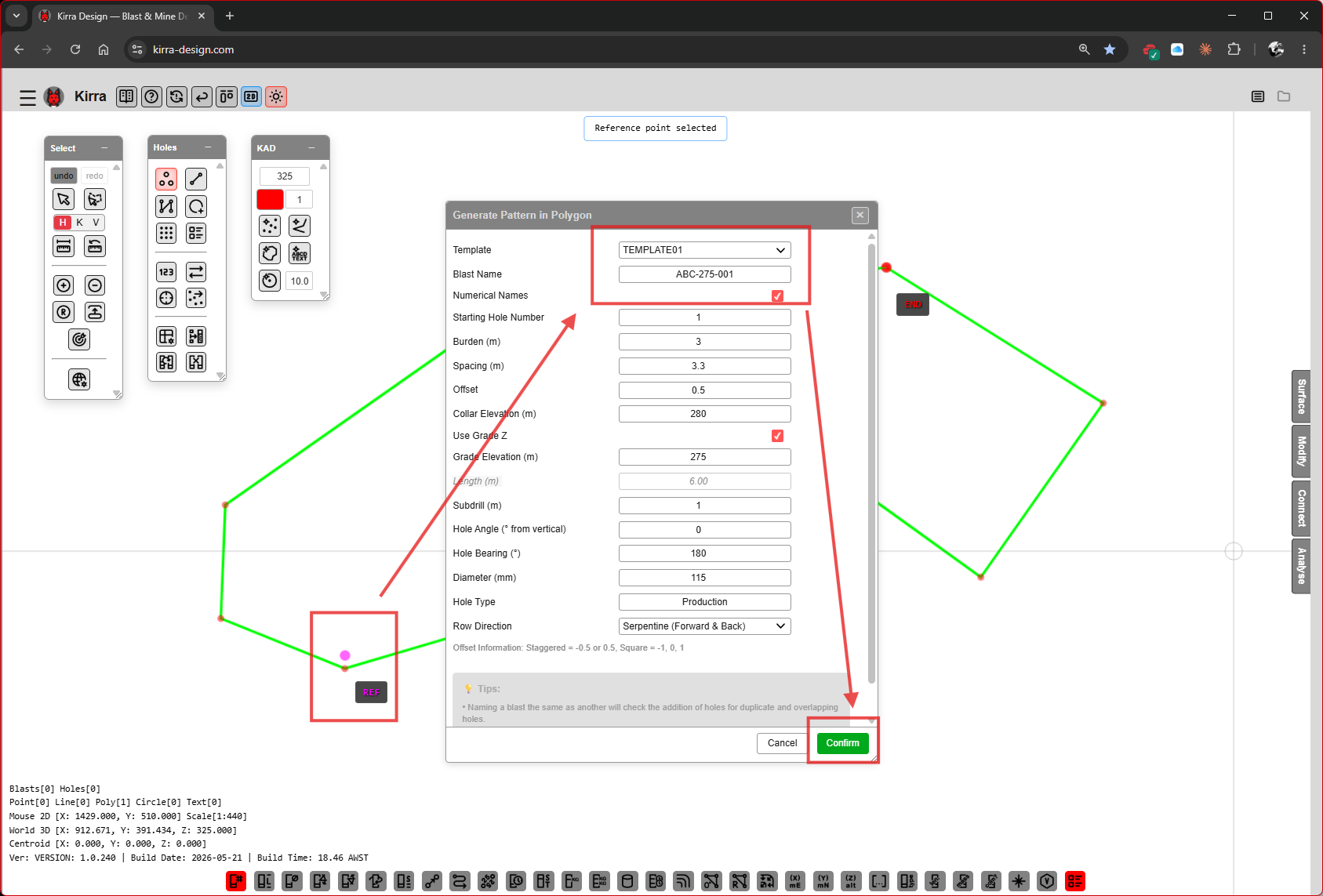 Step 5C — Generate Holes In Polygon dialog