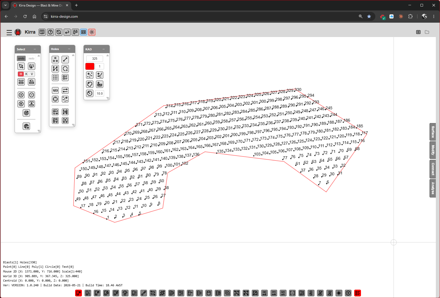 Step 5D — Holes generated inside polygon