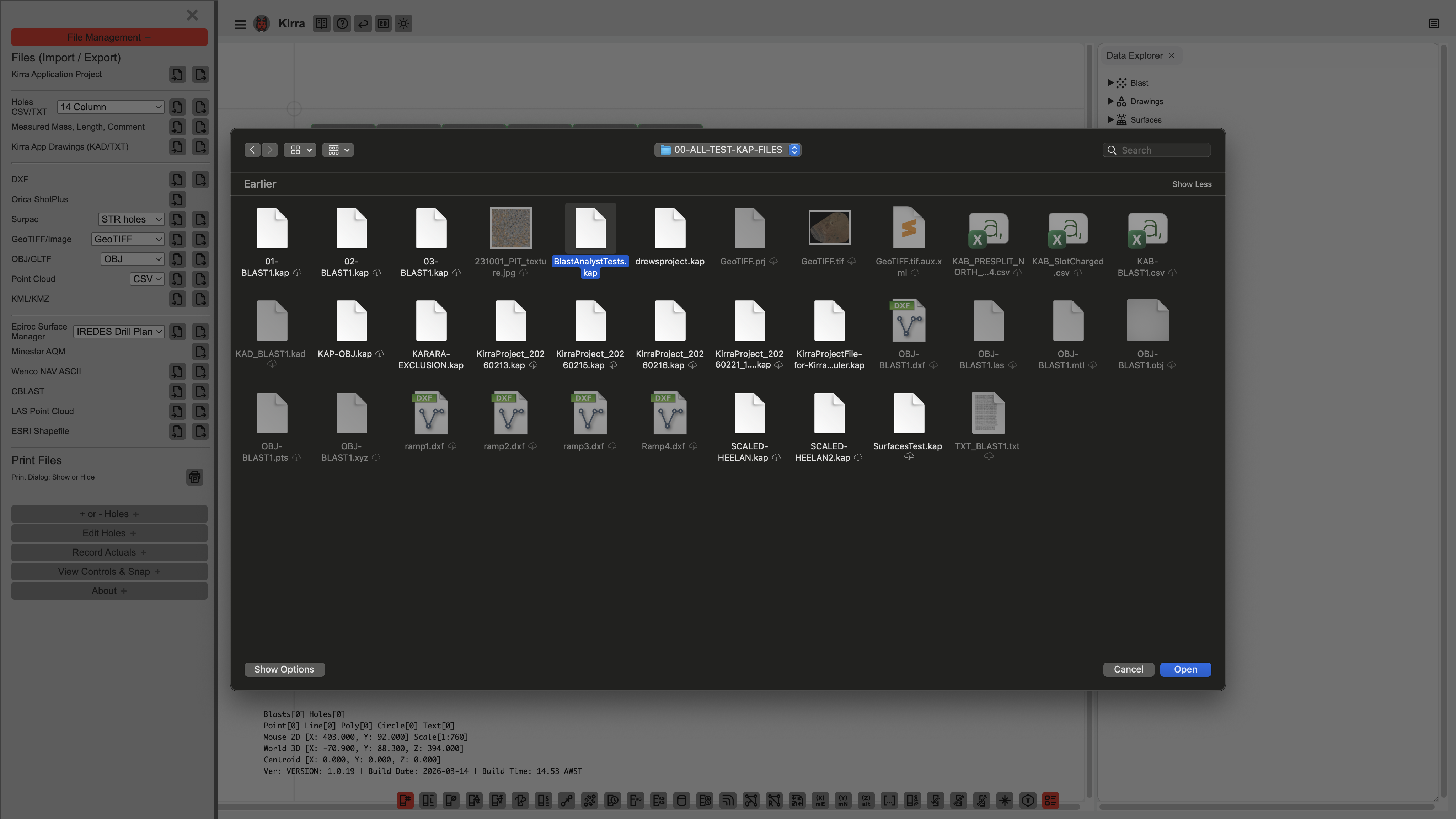 Opening a KAP project file