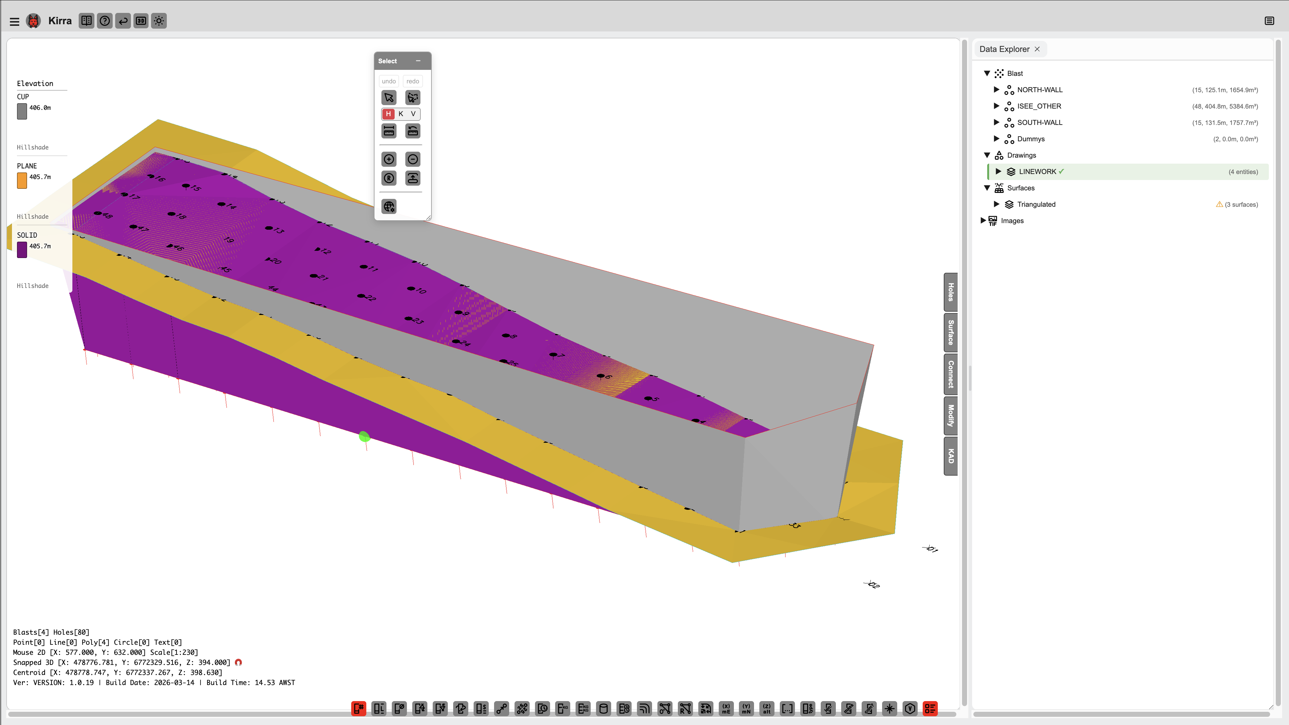 Surface triangulation in 3D view